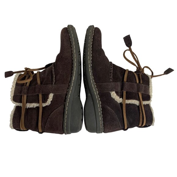 WHITE MOUNTAIN Brown Suede Shearling Lined Moccasins Ankle Boots Women 7M - Picture 4 of 9